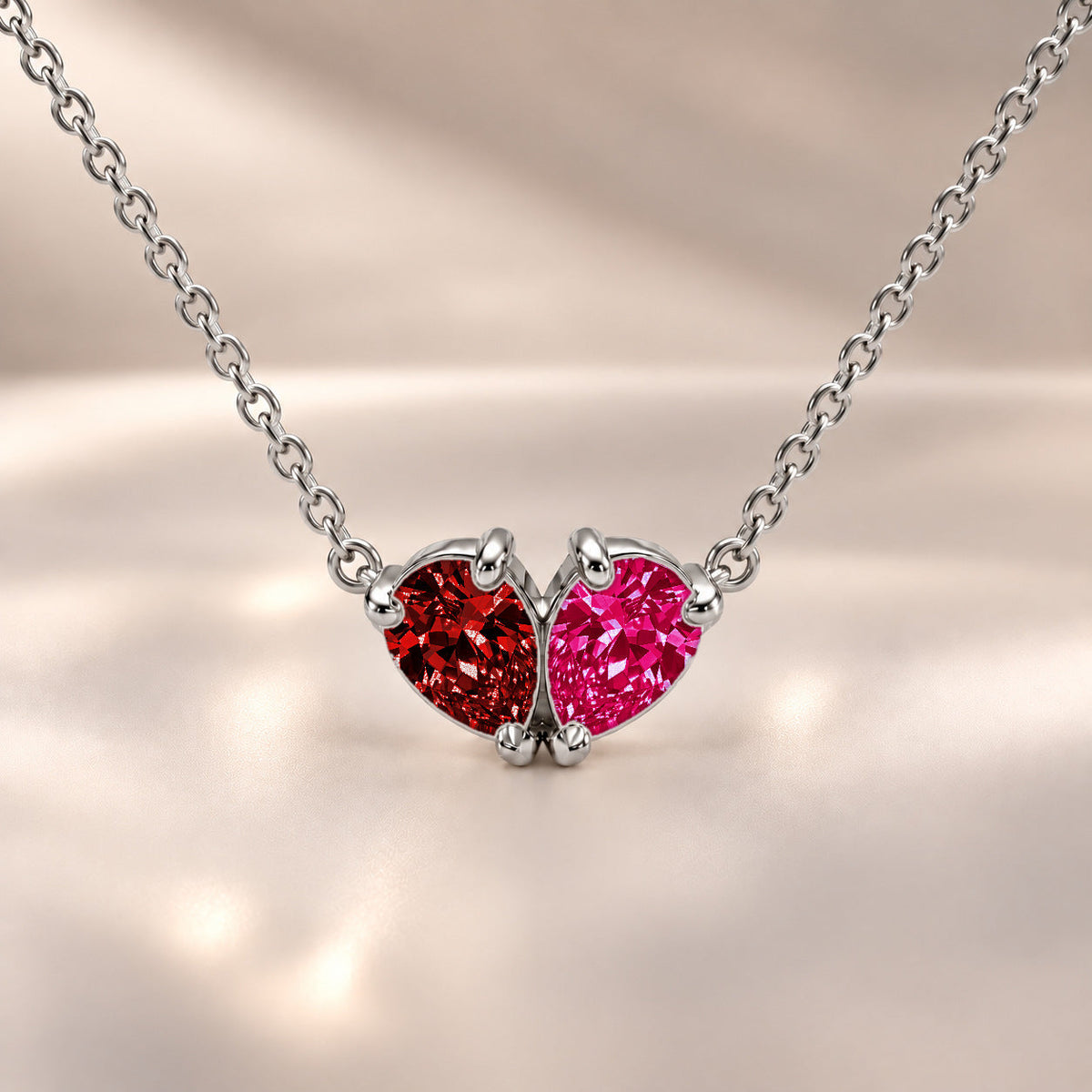Demi Heart Necklace - Silver Finish