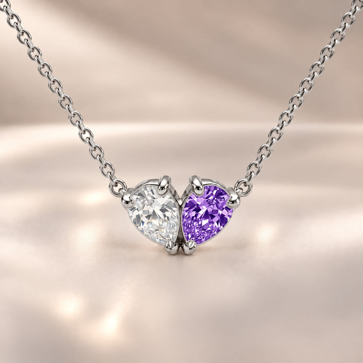 Demi Heart Necklace - Silver Finish