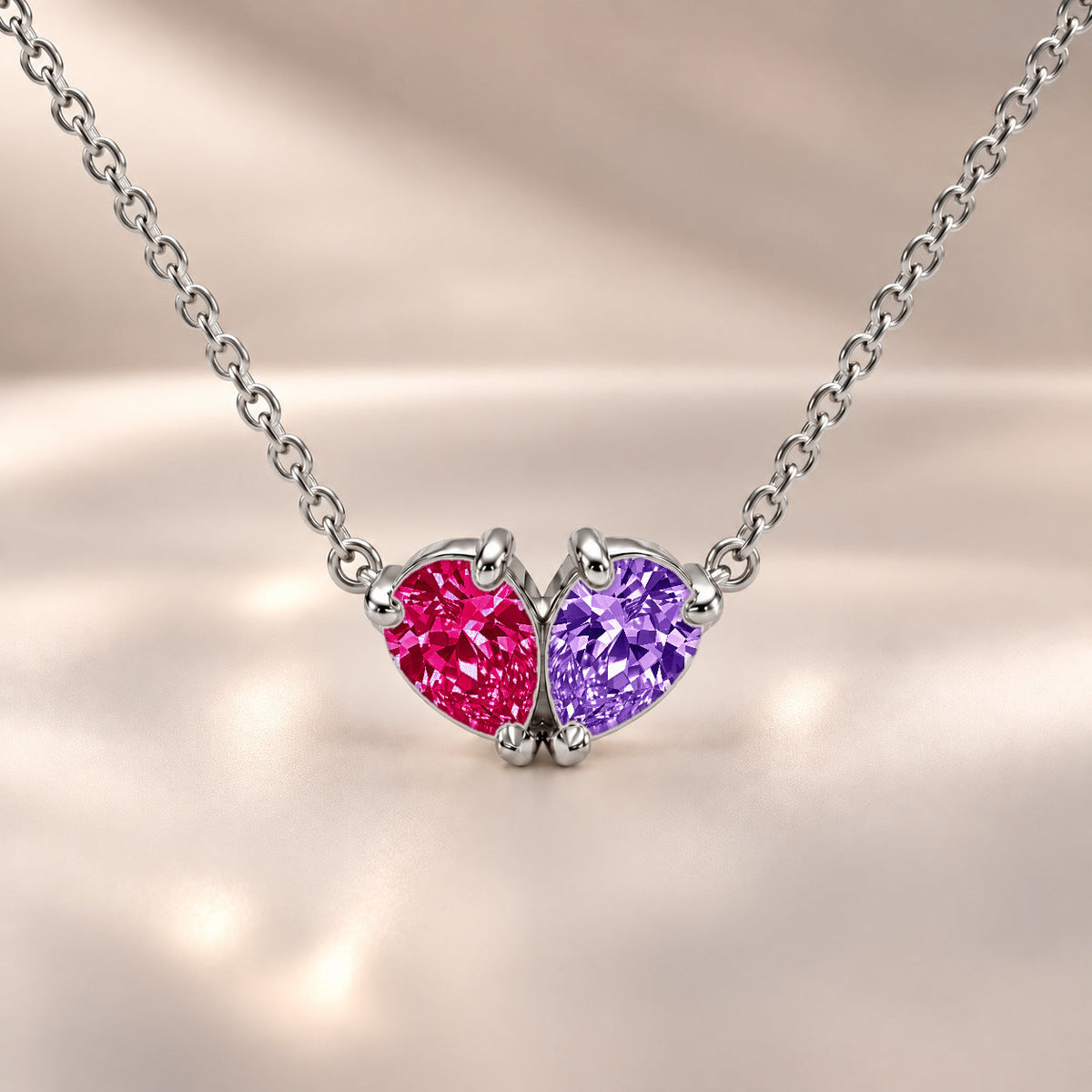 Demi Heart Necklace - Silver Finish
