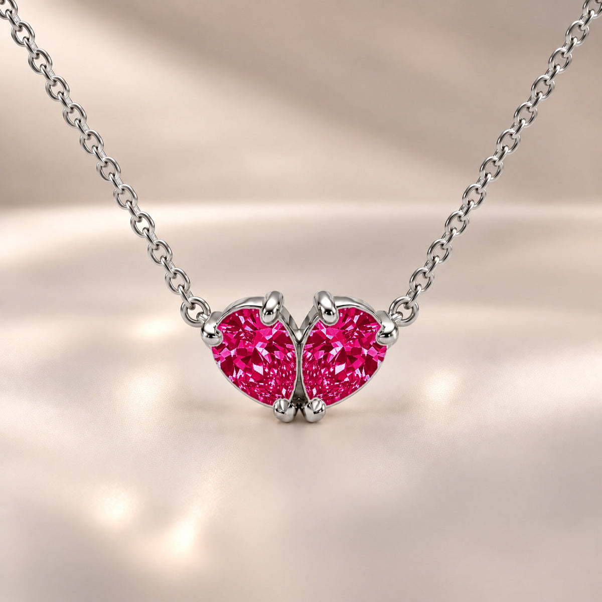 Demi Heart Necklace - Silver Finish