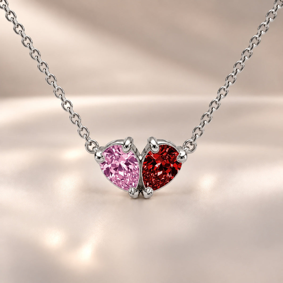 Demi Heart Necklace - Silver Finish