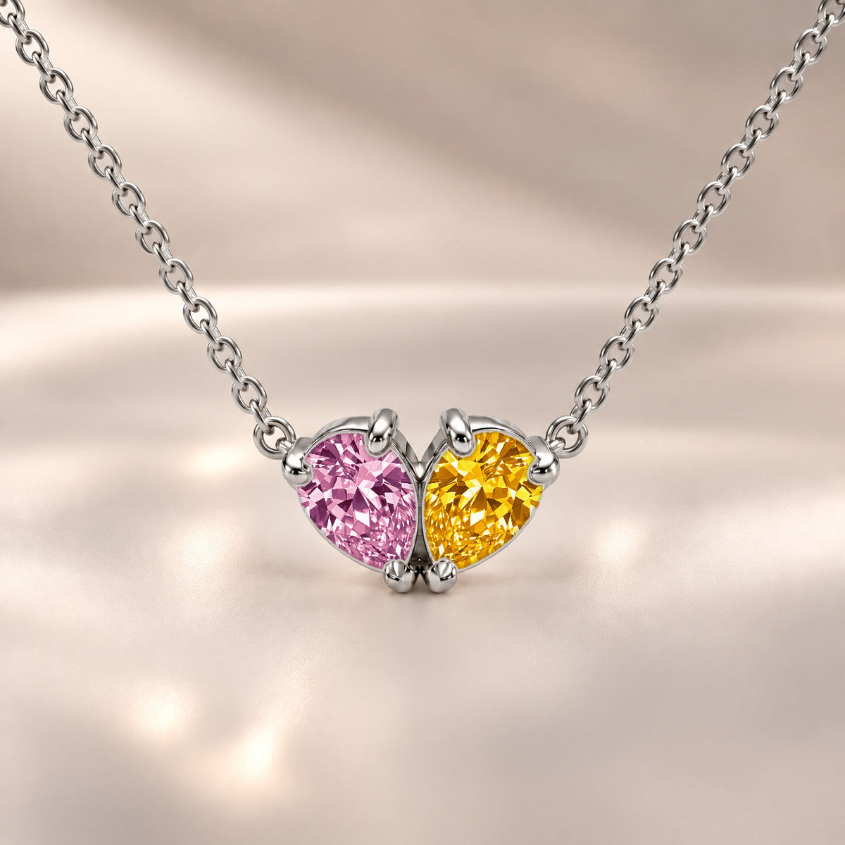 Demi Heart Necklace - Silver Finish